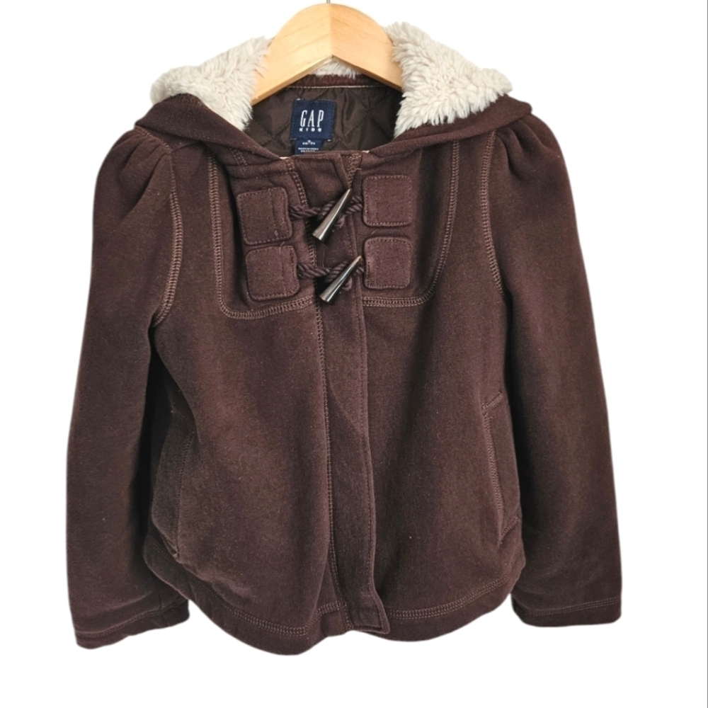 Gap Kids Secret Heart Patches Winter Coat, Sherpa Hood, size small